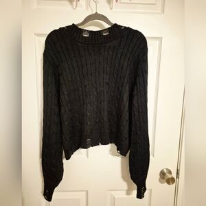POL Black Cable Knit Sweater